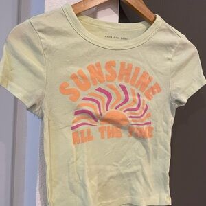 American Eagle Tee - Pale Yellow with Sunshine Graphic